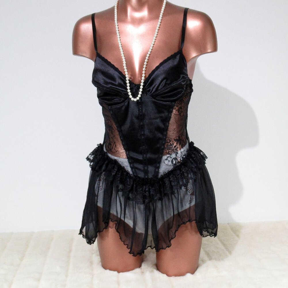Vintage Satin & Nylon Babydoll L